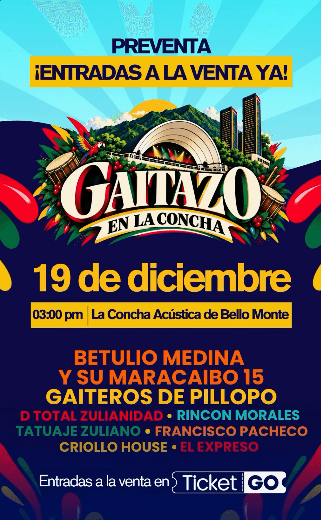 Gaitazo en la Concha 2026 con Maracaibo 15 y destacados exponentes de la gaita venezolana